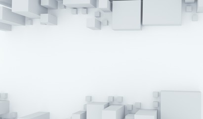 3D rendering Of Abstract Different Size Cubes Background Top View