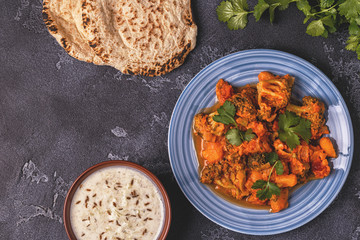 Traditional Indian curry with vegetables.