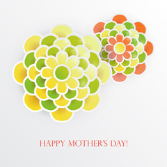 Elegant floral background with 3d paper flowers. Spring greeting card. Origami design template. Paper cut spring flower holiday texture. Happy Mother's Day, 8 march. Vector