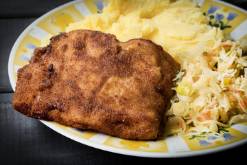 Fried cod fillet.