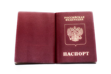 Russian passport on white background