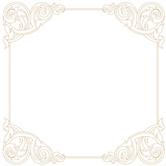 Golden vintage border frame engraving with retro ornament pattern in antique baroque style decorative design. Vector