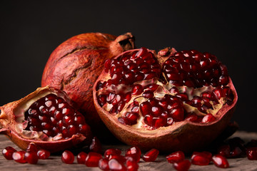 Juicy Pomegranate and pomegranate seeds