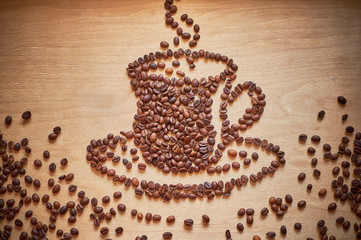 Cup of coffee beans.