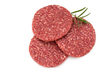 Raw fresh hamburger meat isolated on white.