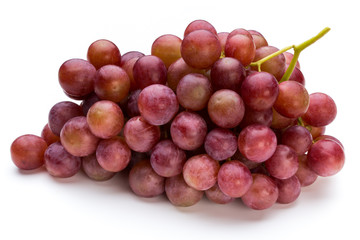 Ripe red grape isolated on white.