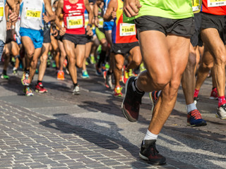 People Running in City Marathon