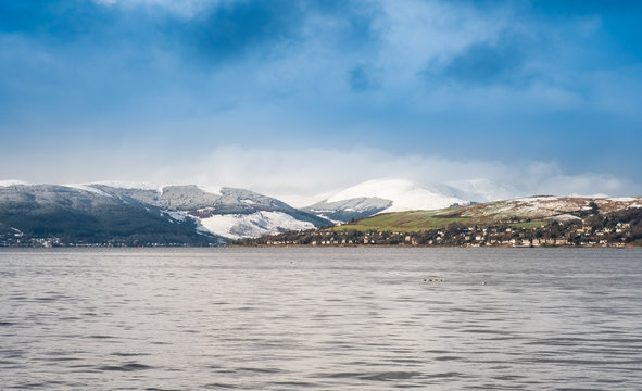 The Beautiful Snow Covered Hills above Gareloch Kilcreggan & Roseneath Scotland.