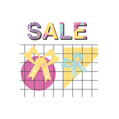 super sale modern banner in memphis style