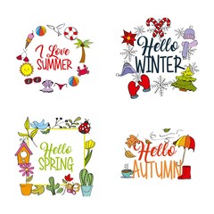 weather season winter summer autumn spring vector illustration