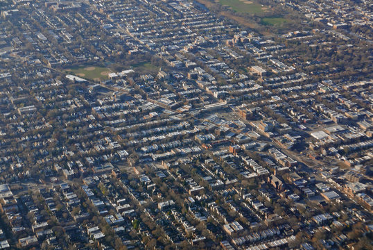 Luftaufnahme im Landeanflug auf Chicago