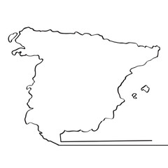 Map of Spain. Continous line