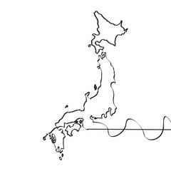 Map of Japan. Continous line