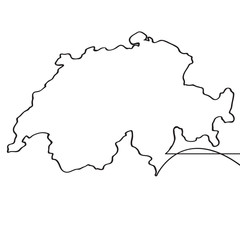 Map of Switzerland. Continous line