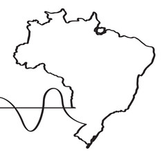 Map of Brazil. Continous line