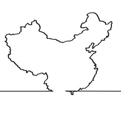 Map of China. Continous line
