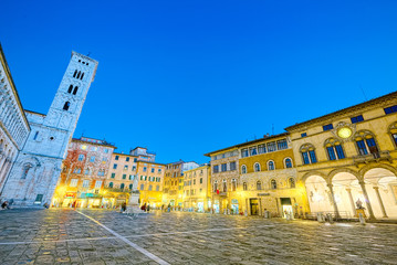 Square of the cathedral of San Michele in Foro at night