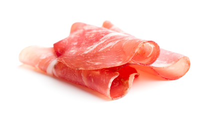 Sliced prosciutto crudo.