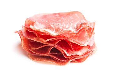 Sliced prosciutto crudo.