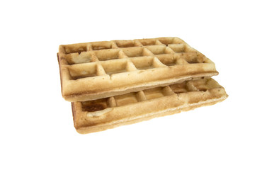 two Viennese waffles on white background