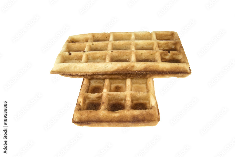 Poster two viennese waffles on white background