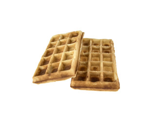 two Viennese waffles on white background