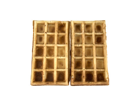 two Viennese waffles on white background