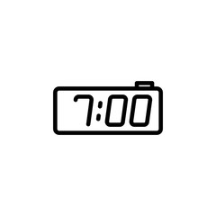 digital clock line icon on white background