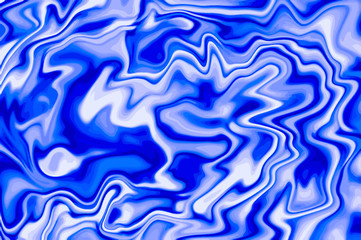 Bright blue digital marbling. Abstract colorful backdrop. Liquid paint abstraction. Cold color palette mesh