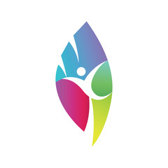 Colorful people leaf log, vector logo  template