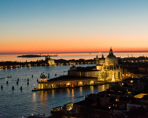 Aerial view of Basilica di Santa Maria della Salute from top of St Mark's Campanile, Venice. I took this image in the evening of a moderate winter day.