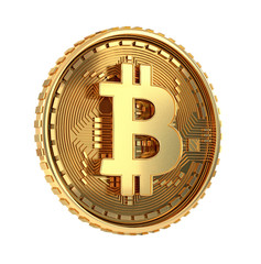 Bitcoin golden coin isolated white 3d rendered