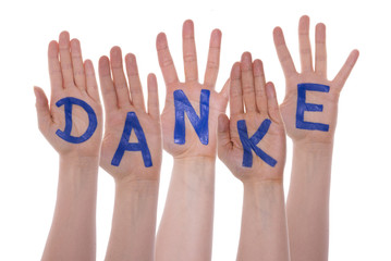Letters On Hands Building Danke Means Thank You
