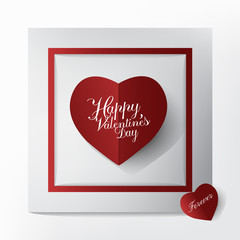 Classic Happy Valentines Day,greeting card and Typography with Big Red Heart Paper Cut design,poster and Modern concept.vector illustration.