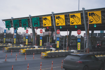 Toll road at the entrance to St. Petersburg.