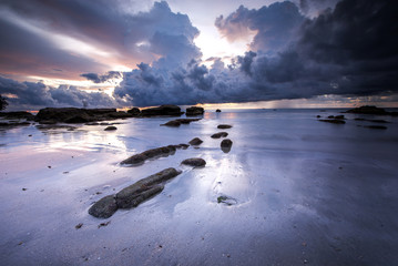 Coudy sunset during monsoon at Kudat, Malaysia.
