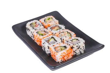  Sushi in a plate isolated on white background