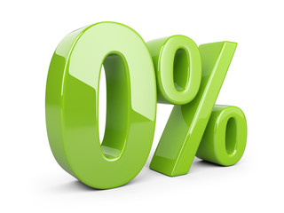 Glossy green zero percent or 0 % special Offer.