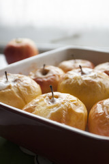Baked juicy apples in the form for baking