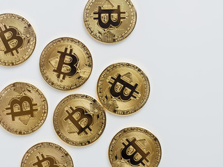 Bitcoin coin models isolated white background