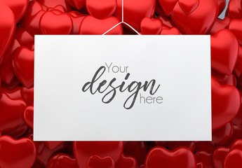 Hanging Card Mockup with Red Heart Background 1