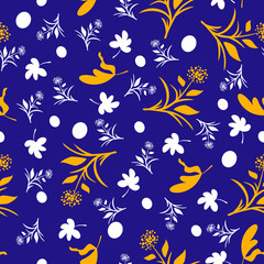 Dandelions, Leaves and Polka Dots Pattern