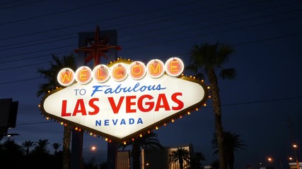  High quality video of welcome to fabulous Las Vegas Sign at night in 4K
