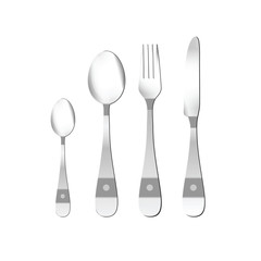 cutlery illustration in silver with detail