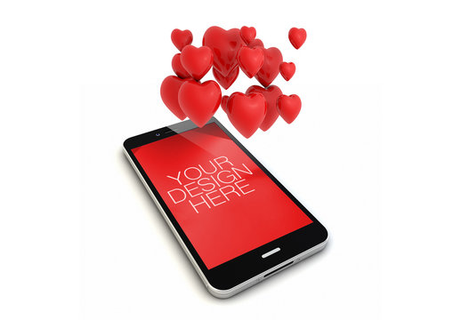 Smartphone Mockup with Red Hearts 1