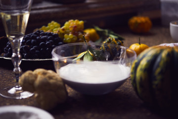 creation of an imprint in gypsum, applied art creativity, seasonal vegetables and fruits, Provencal style