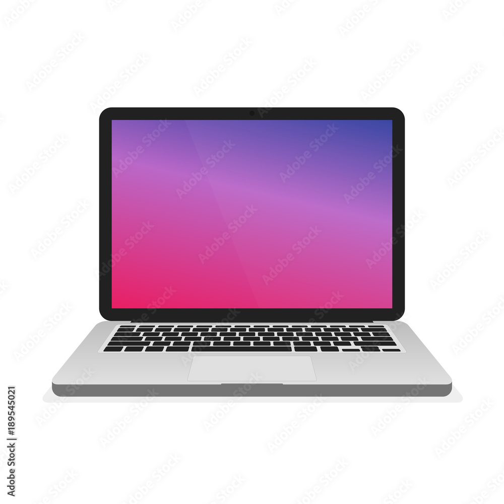 Poster laptop notebook computer on modern gradient background. vector illustration