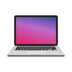 Laptop notebook computer on modern gradient Background. Vector Illustration