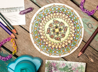 Zendala. Mandala. Flat lay
