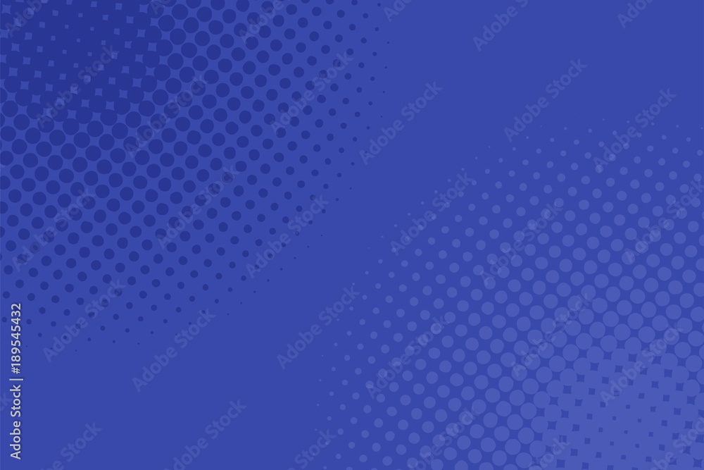 Poster geometric halftone dot pattern background - vector graphic design from blue circles